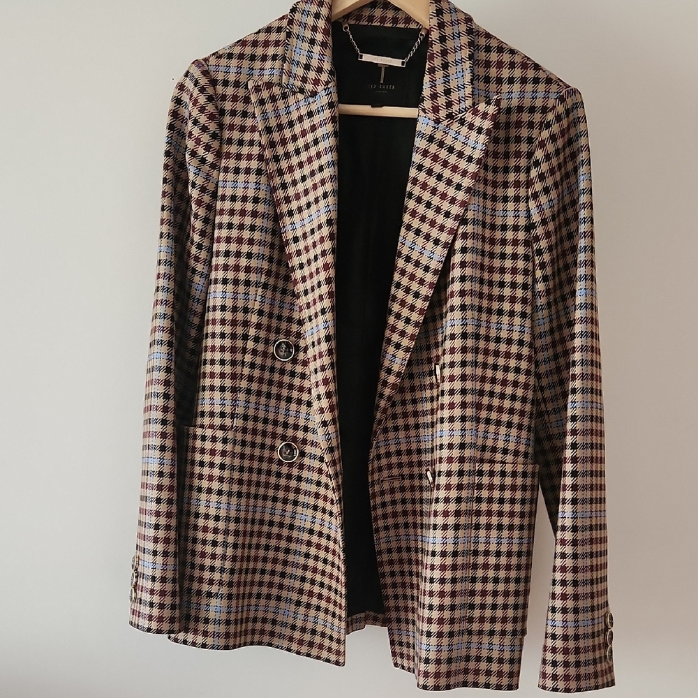 Ted Baker Black and Brown Houndstooth Blazer